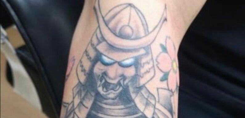 Tattoo lover spends £800 on huge Samurai ink only to realise unfortunate mistake