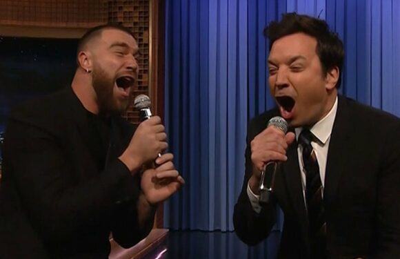 Travis Kelce Belts Out 'Fight For Your Right' W/ Jimmy Fallon In Epic Karaoke Sesh