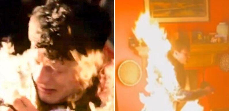 Watch horror moment Happy Valley stuntman screams in agony after being set alight in rare behind-the-scenes clip | The Sun