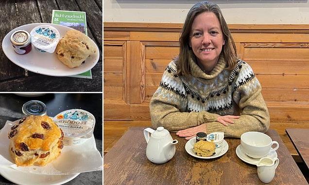 Woman samples a scone at every possible National Trust location