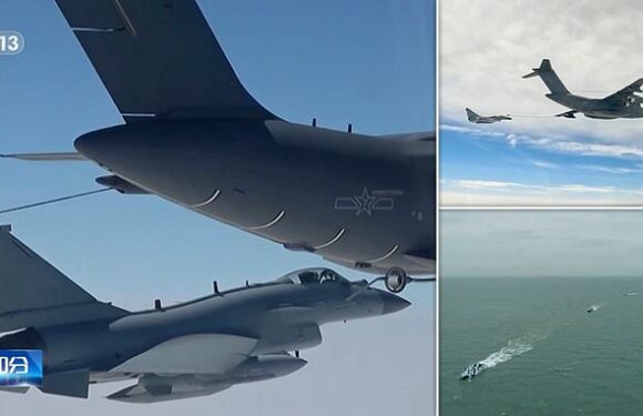 China rehearses encircling Taiwan with armada of warships