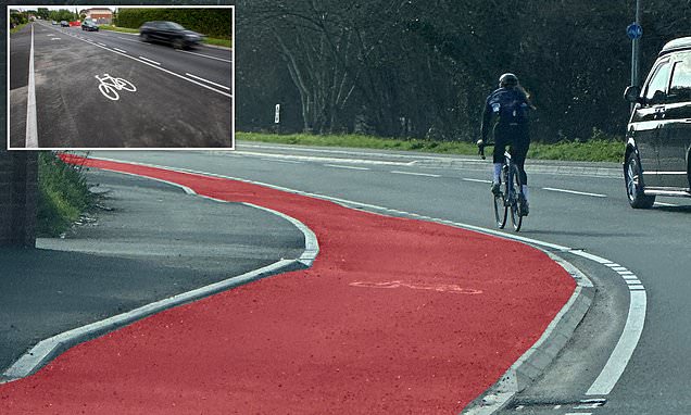 Cyclist is caught brazenly ignoring Britain's widest cycling lane