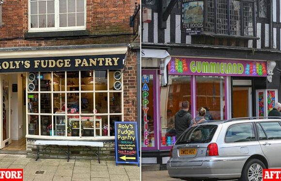 Fury at opening of purple sweet shop in Grade II listed building