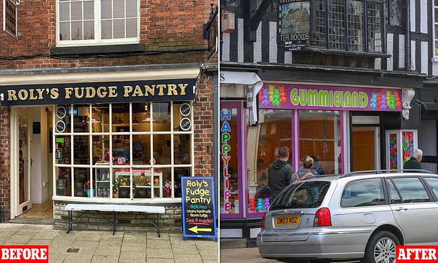 Fury at opening of purple sweet shop in Grade II listed building
