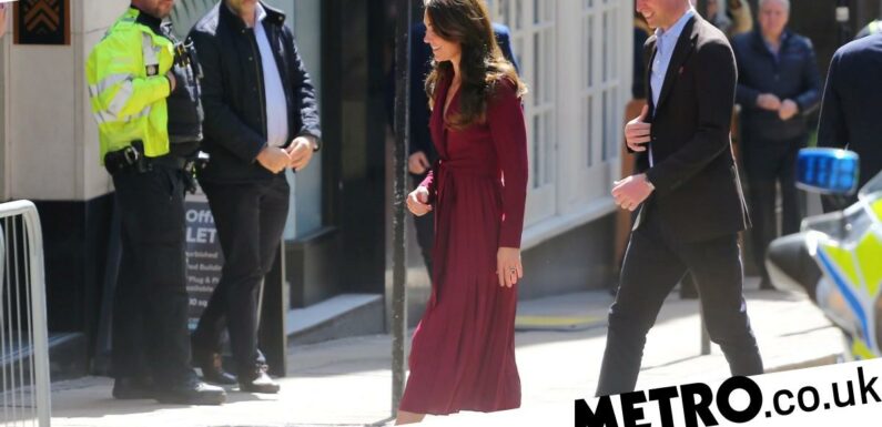 Kate Middleton wears chic burgundy dress for visit to Birmingham
