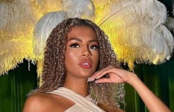 Love Island Zaras exposes underboob in daring gown as she puts on leggy display