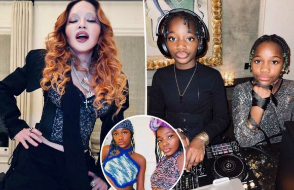 Madonna’s twin daughters, 10, show off ‘cute crochet fits’ they made themselves