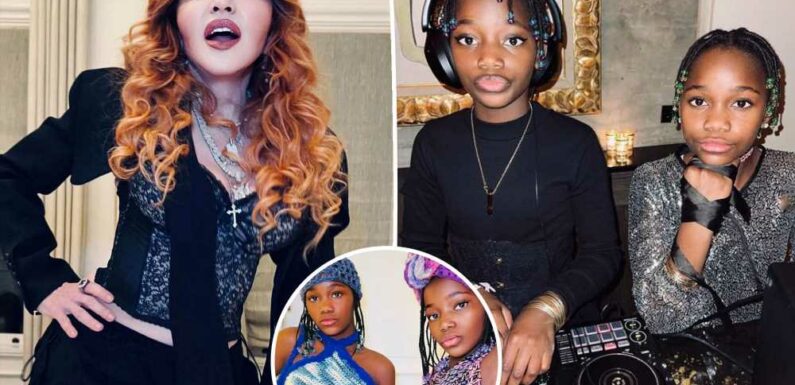 Madonna’s twin daughters, 10, show off ‘cute crochet fits’ they made themselves