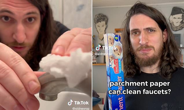 Man reveals hack for removing stains from faucets with parchment paper
