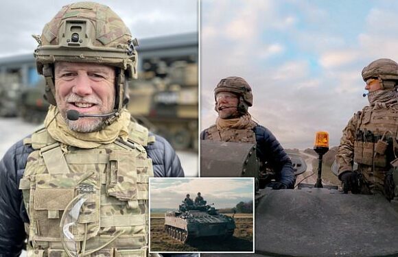 Mike Tindall spends day driving Warrior tank around MOD base