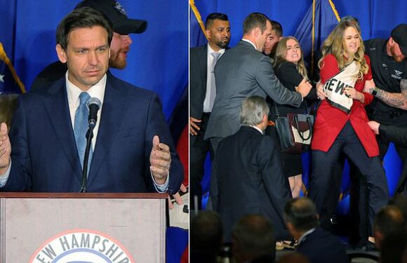 Two women rush stage to protest Ron DeSantis speech