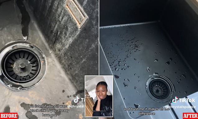 Woman reveals how she keeps trendy black sink gleaming