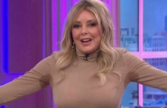 Carol Vorderman shimmies in skintight top during This Morning dance party