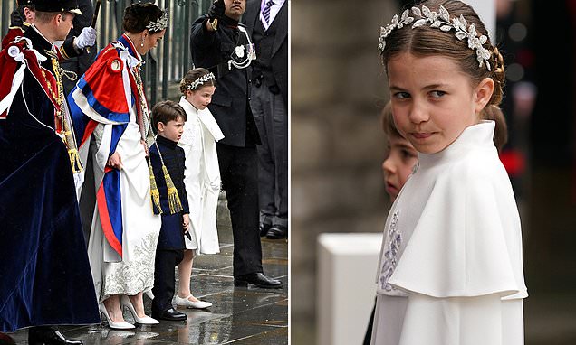 Charlotte and Kate Middleton wear matching dresses at Coronation