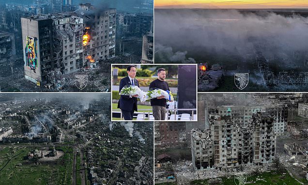 Putin's destruction in Bakhmut as Zelensky compares it to Hiroshima