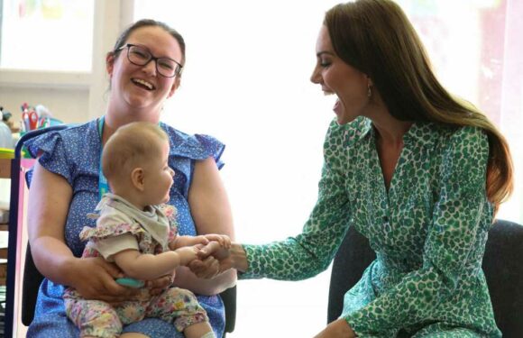 Watch hilarious moment adorable baby burps in front of Princess Kate – and her priceless reaction | The Sun