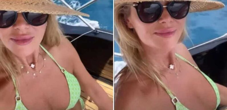 Amanda Holden stuns as she strips off to a green bikini to drive a speedboat on holiday | The Sun