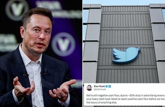Elon Musk says Twitter's cash flow still negative as ad revenue drops