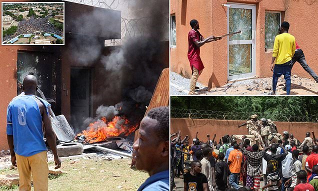 French embassy in Niger attacked as protesters march through capital