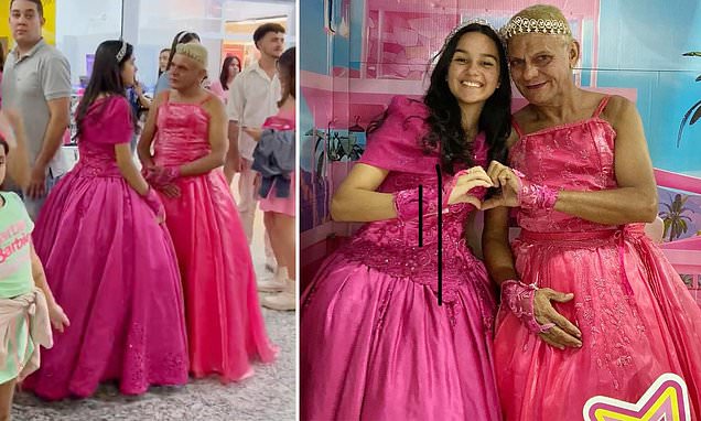 Grandpa celebrates 56th birthday with granddaughter at Barbie premiere