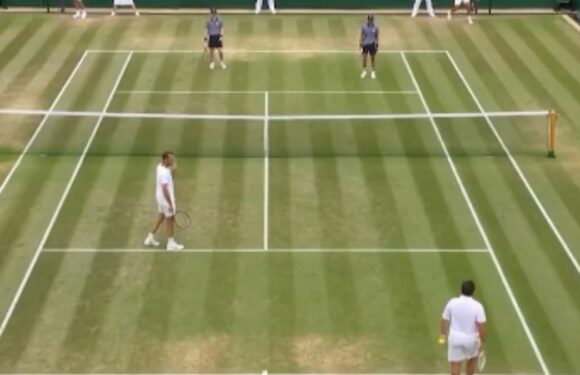 Hilarious moment Wimbledon players invite BALL BOYS to play in match