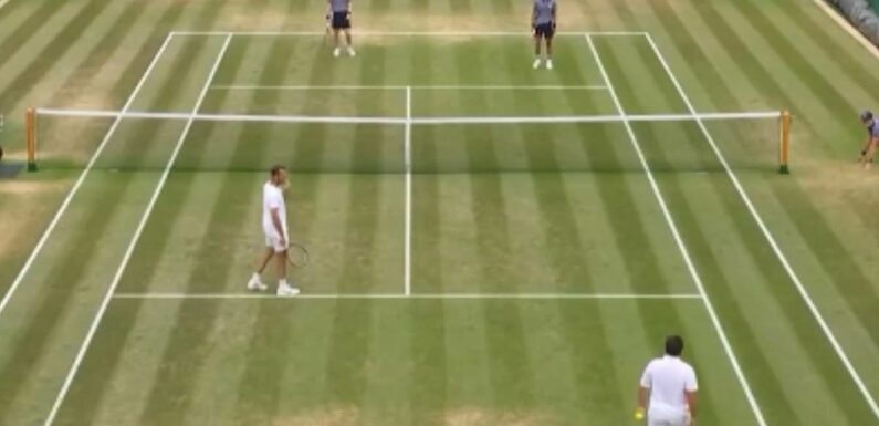 Hilarious moment Wimbledon players invite BALL BOYS to play in match