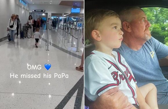 Moment toddler rushes to see grandpa after he returns to Louisiana