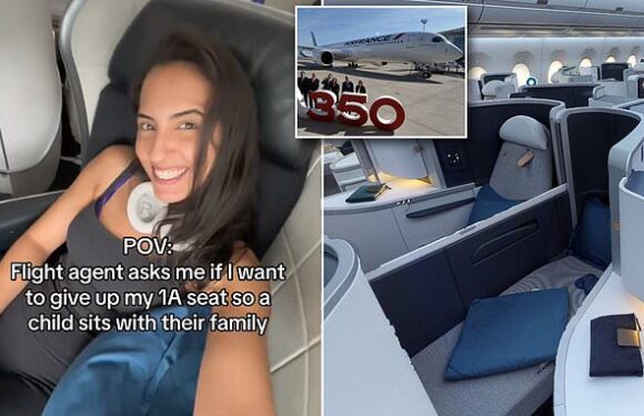 Pharmacist BEAMS after refusing to give up prime first-class seat