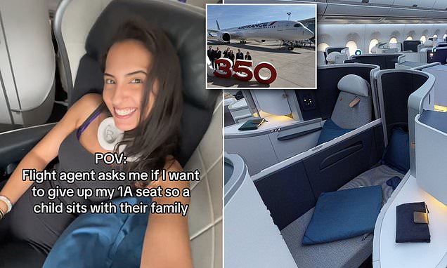 Pharmacist BEAMS after refusing to give up prime first-class seat