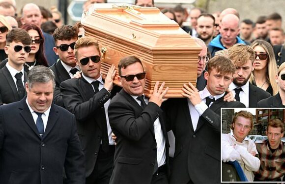Ronan Keating is among pallbearers carrying his brother's coffin