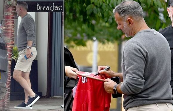 Ryan Giggs enjoys coffee with a friend as he plans his future