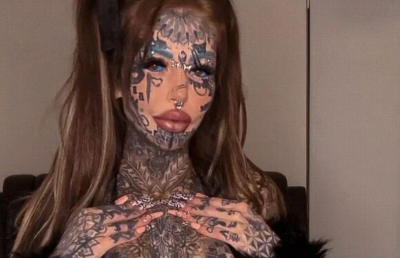 Tattoo model strips and flaunts ink on 98% of skin – to show shes not average