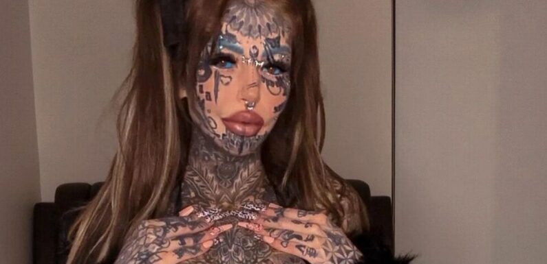 Tattoo model strips and flaunts ink on 98% of skin – to show shes not average