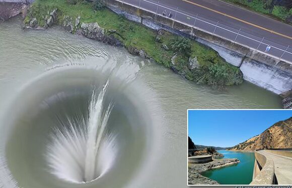 The Monticello Glory Hole! 75-feet wide funnel opens on Lake Berryessa