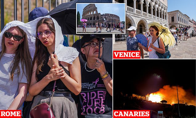 Tourists swelter in Italy while people flee wildfires in Spain