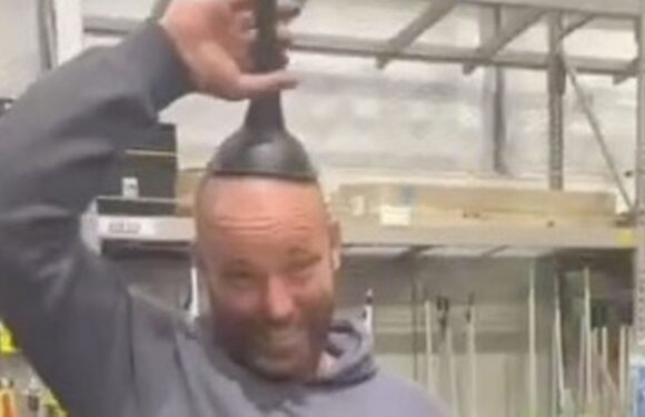 Bald bloke sticks toilet plunger on his head as joke – only for it to get stuck