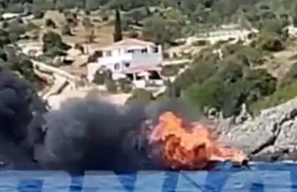 Brit tourists rescued from burning 21ft motor boat off Greek island