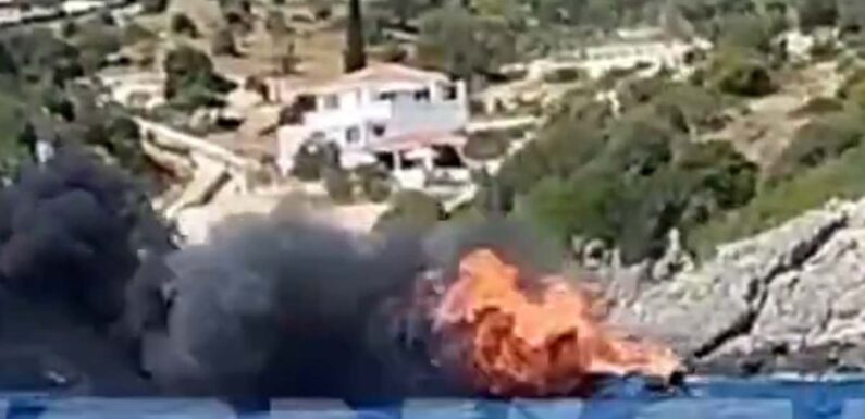 Brit tourists rescued from burning 21ft motor boat off Greek island