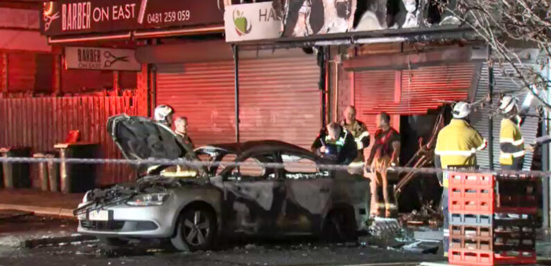 Car rammed into fruit and veg shop before suspicious blaze