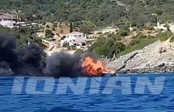 Five British tourists rescued from burning boat and one wounded after it erupted in flames off Greek island | The Sun
