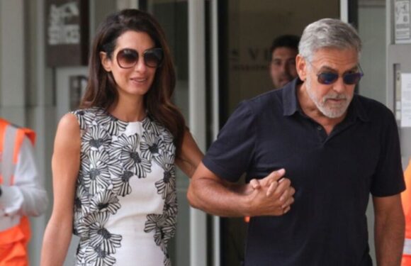 George Clooney steps out with wife Amal as she flaunts toned legs in mini dress