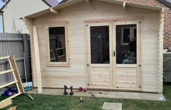 I transformed my dull shed into a beauty salon – using faux flowers, £11 paving stones & wood paint, it looks amazing | The Sun