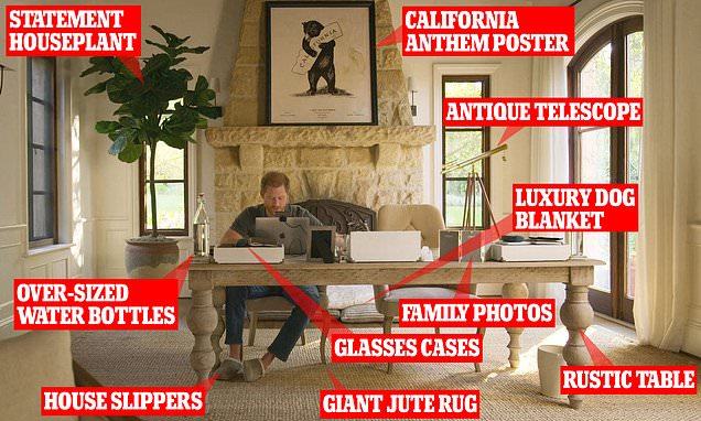 Inside Prince Harry's rustic Californian study