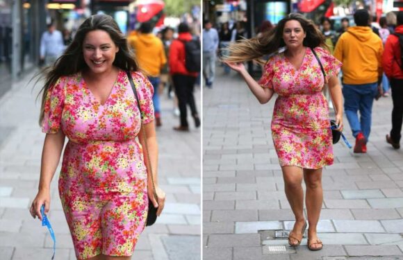 Kelly Brook stuns in pink floral mini-dress as she returns to work after incredible Italy holiday | The Sun
