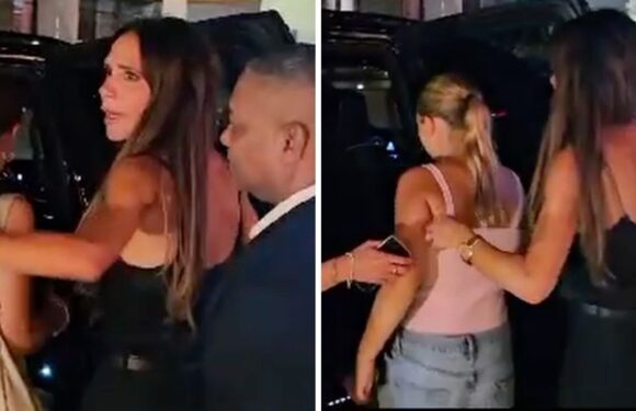 Moment Victoria Beckham saves Harper from terrifying fight over ‘Messi selfies’