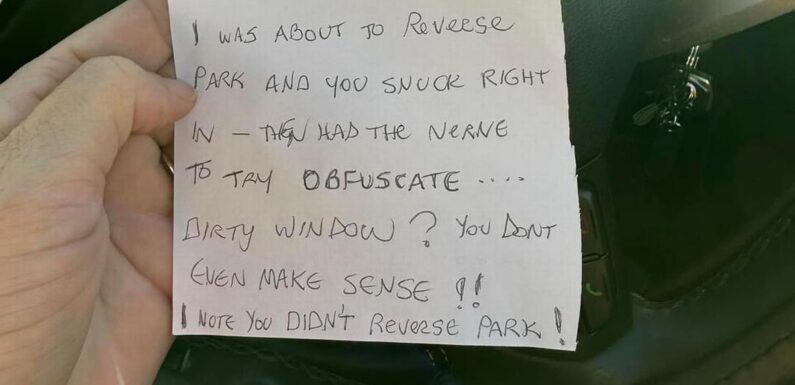 Mum who parked by hospital fuming to find note on car calling her ‘rude b*tch’