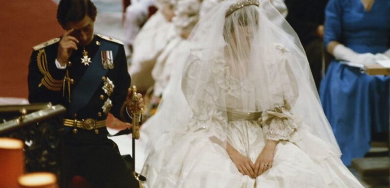Princess Diana covered a £186 liquid stain on her ivory silk wedding dress