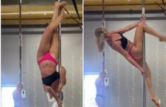 Sarah Jayne Dunn flashes her hip tattoo as she looks incredible while poledancing in underwear | The Sun