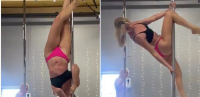 Sarah Jayne Dunn flashes her hip tattoo as she looks incredible while poledancing in underwear | The Sun