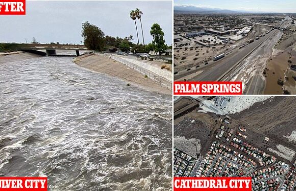 Staggering before and after pictures show full force of Storm Hilary